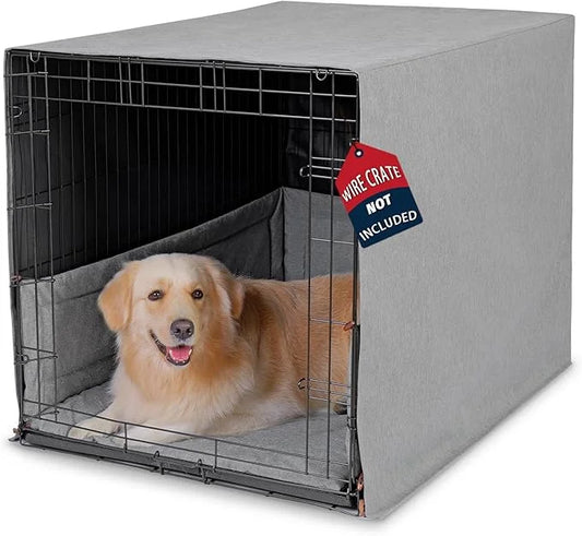 3-Piece Waterproof Dog Crate Cover Set with Kennel Cover, Bed Mat & Bumper Pad - Washable Pet Crate Accessories Fit for 48...
