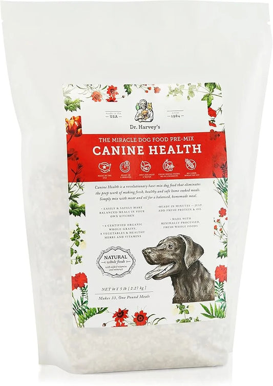 Dr. Harvey's Canine Health Miracle Dog Food, Human Grade Dehydrated Base Mix for Dogs with Organic Whole Grains and Vegeta...