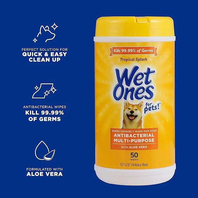 Wet Ones Mixed 13 Piece Bundle of Human & Pet Wet Wipes, Tropical Splash Scent| 10 Packs Antibacterial Wipes, 20 Ct Plus 3...