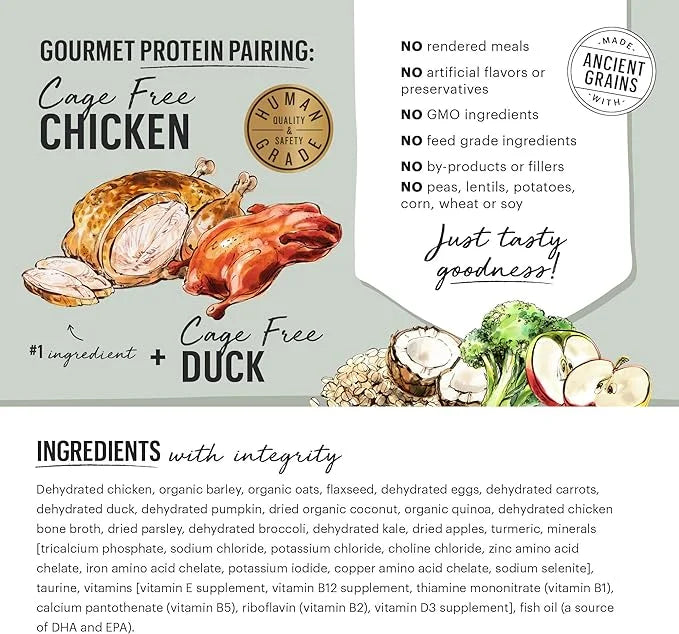 The Honest Kitchen Human Grade Dehydrated Gourmet Grains Dog Food - Chicken & Duck , 10 Pound Box - Product Image