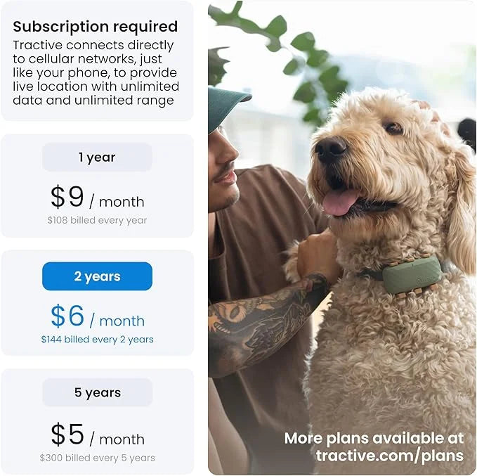 Tractive XL GPS Dog Tracker (50 lbs+) | Real-time Pet Location Tracker | Health & Wellness Alerts | Virtual Fence for Dogs...