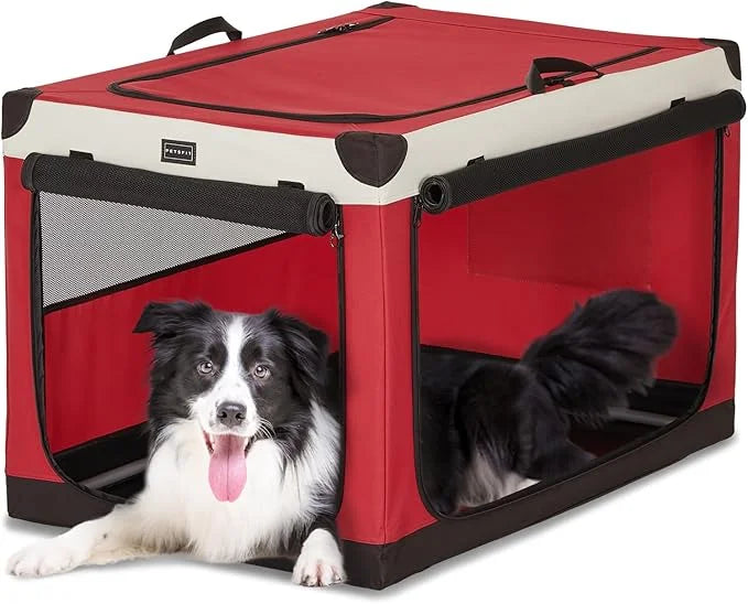 PETSFIT Soft Dog Crate, with Patented Adjustable Fabric Cover, Chewproof & Lockable Mesh Doors, Waterproof Base Portable K...