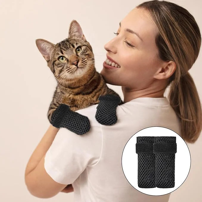 4 Pack Breathable Cat Shoes to Prevent Scratcning, Adjustable Only Cats Booties Mittens Socks (Grey, M) - Product Image