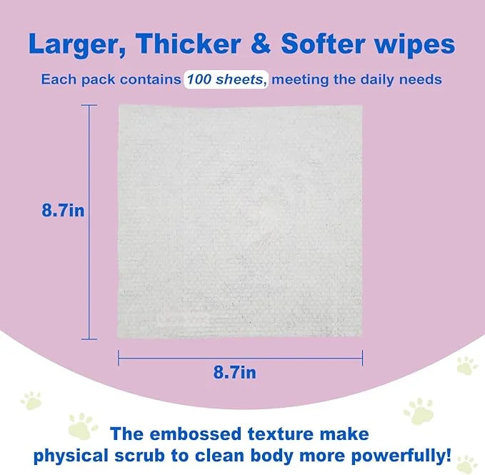 DR.EASY Lavender 200ct Scent Pet Wipes for Dogs and Cats，Ears, Face, Butt, Body and Eye –Convenient, Nature，Home or Travel...