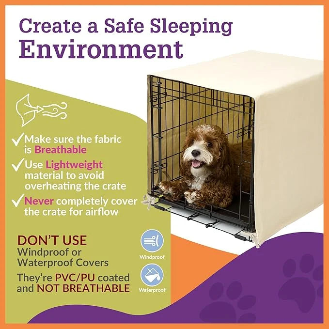 Pet Dreams Dog Crate Cover & Mat- Breathable Non-Toxic Kennel Topper for Single-Door Crates, Fits iCrate Dog Cages 18, 24,...