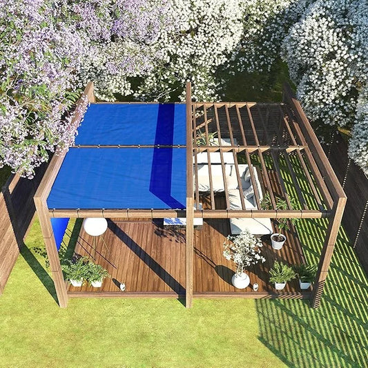 ColourTree 4' x 28' Blue Custom Size Shade Cloth with Grommets - 90% Sunblock, Durable Mesh Fabric Tarp for Dog Kennel Cov...