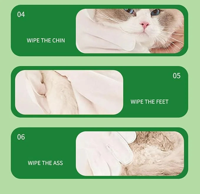 Nourish Fur Pet Grooming Wipe -Extra Thick Gloves, Cleaning & Deodorizing Bathing Wipes for Dogs & Cats, Hypoallergenic, f...