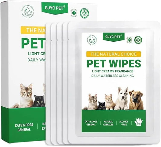 Nourish Fur Pet Grooming Wipe -Extra Thick Gloves, Cleaning & Deodorizing Bathing Wipes for Dogs & Cats, Hypoallergenic, f...