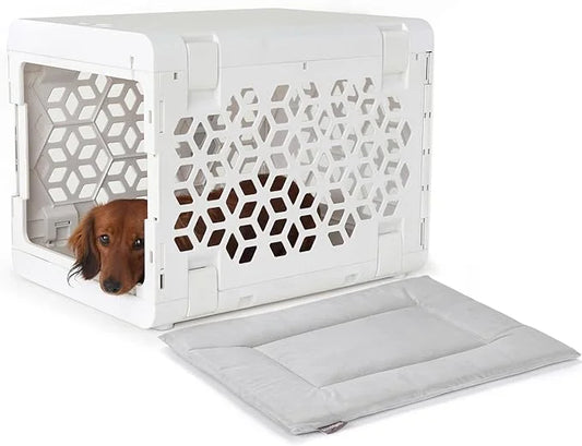 KindTail PAWD Collapsible Puppy and Dog Crate + Washable Bed - Stylish Pet Kennel with Comfortable Pad - Safe Indoor Set -...