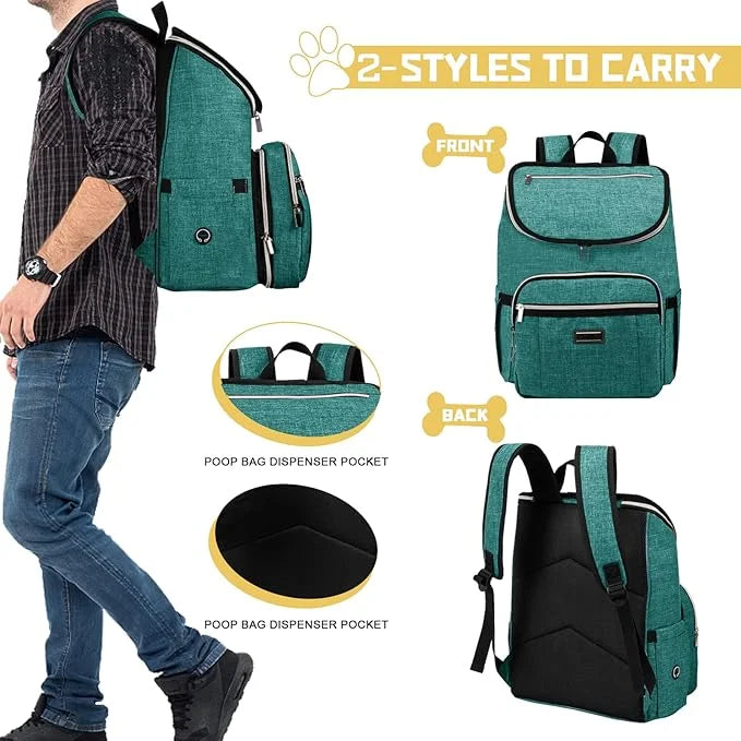 BAGLHER Travel Dog Backpack - Detachable Travel Dog Food Container for Pet Supplies Dog Gear Backpack,Dog Bag for Travelin...