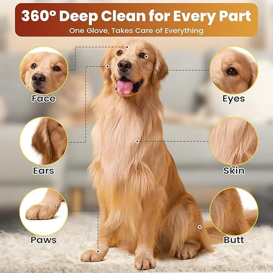 Pet Glove Wipes for Dogs Cats, Dog Cleaning Gloves, Dog Wipes Cleaning Deodorizing, Pet Wipes for Dogs Cats, Extra Thick, ...