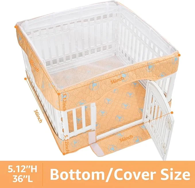 PJYuCien Dog Playpen Bottom Pad and Cover Fits for 36 Inch 4 Panels Exercise Pet Pen, Orange - Product Image