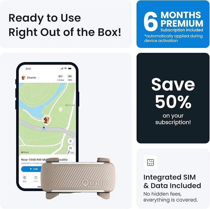 Tractive GPS Dog Tracker (2025 Release with Free 6 Month Subscription) | Real-time Pet Location Tracker | Health & Wellnes...