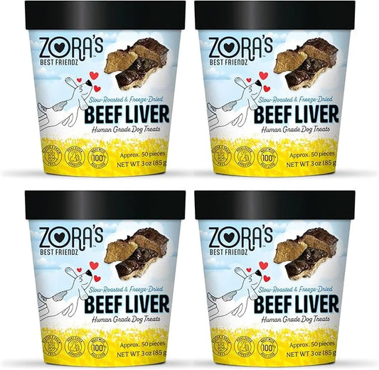 Zora's Best Friendz 100% Human Grade Freeze Dried Beef Liver Dog Treats, 3 oz. - Small, Medium & Large Dogs, Healthy, Grai...