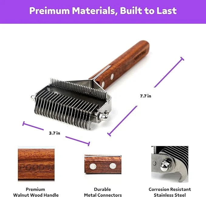 2 in 1 Dogs Cats Dematting Grooming Comb, Perfect Deshedding Undercoat Rake for Poodle & Goldendoodle, Efficiently Detangl...