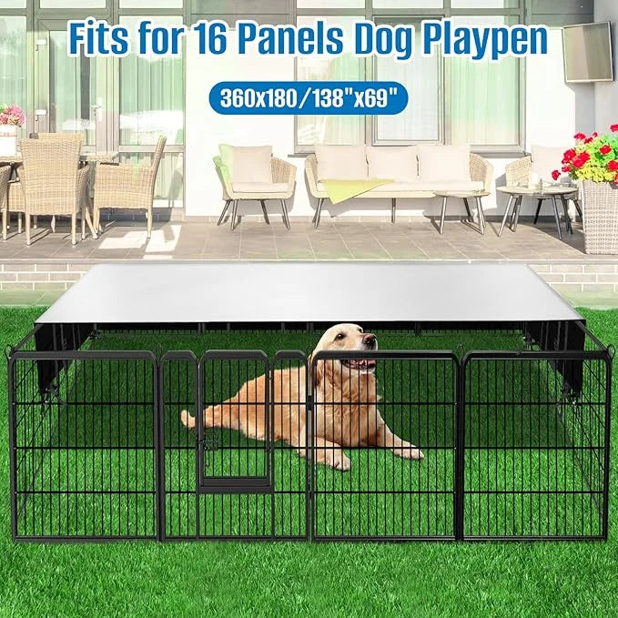 SIRUITON Dog Playpen Cover,Heavy Duty 600D Oxford Fabric with Sun/Rain Dog Play Pen Cover Top Sun Shade Specialized Fits f...