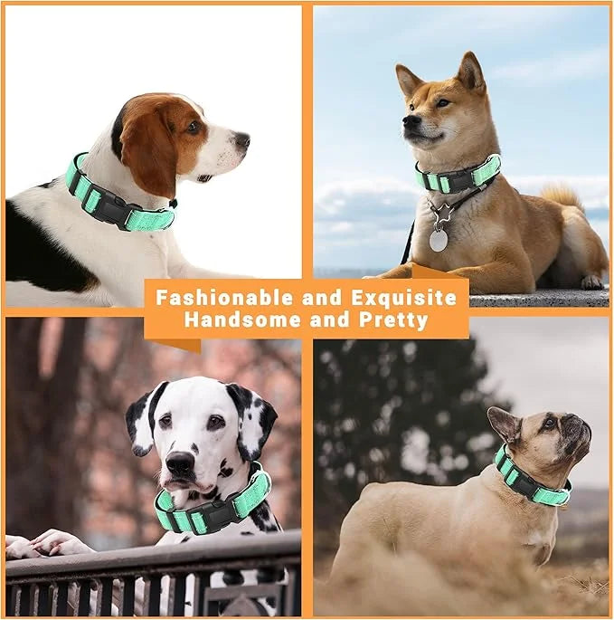 2 Pack Reflective Dog Collar with Safety Locking Buckle, Adjustable Soft Breathable Comfortable Nylon Pet Collar for Small...