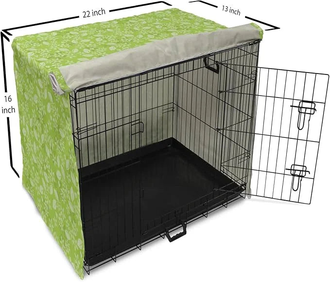 Lunarable Green Dog Crate Cover, Flourishing Spring Flowers Fresh Summer Meadow Themed Graphic Flora Print, Easy to Use Pe...