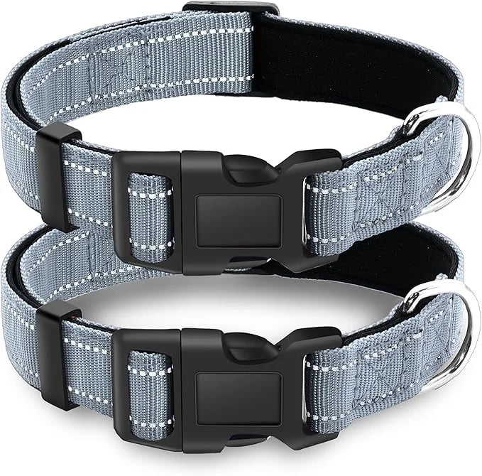 2 Pack Reflective Dog Collar with Safety Locking Buckle, Adjustable Soft Breathable Comfortable Nylon Pet Collar for Small...