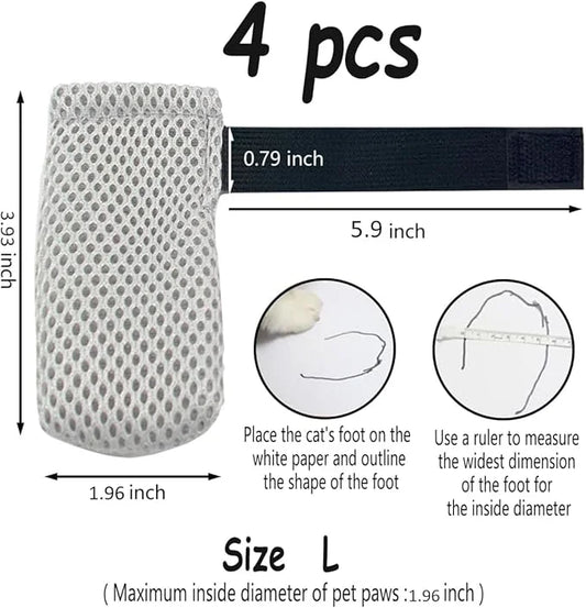 4 PCS Cat Mittens to Prevent Scratching,Mesh Breathable Cat Shoes,Adjustable Cats Anti Scratch Gloves,Suitable for Cats Wh...