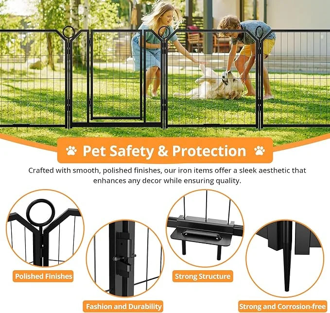 Dog Playpen Portable Extra Large 16 Panels 24" Height Adjustable with Gate, Perfect for Puppies and Small Dogs, Easy to St...