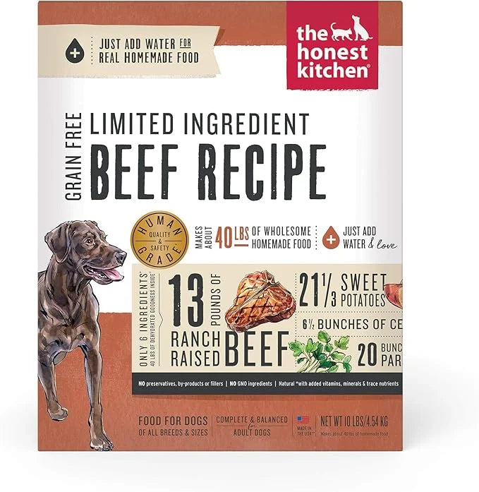 The Honest Kitchen Dehydrated Limited Ingredient Beef Dog Food,10 Lb Box - Product Image