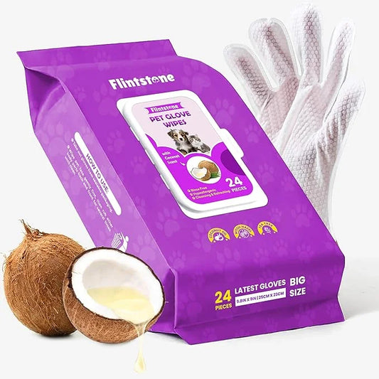Flintstone Dog Wipes Cleaning Deodorizing - Hypoallergenic Cat Wipes - Extra Thick Wet Dog Wipes for Paws and Butt - Daily...