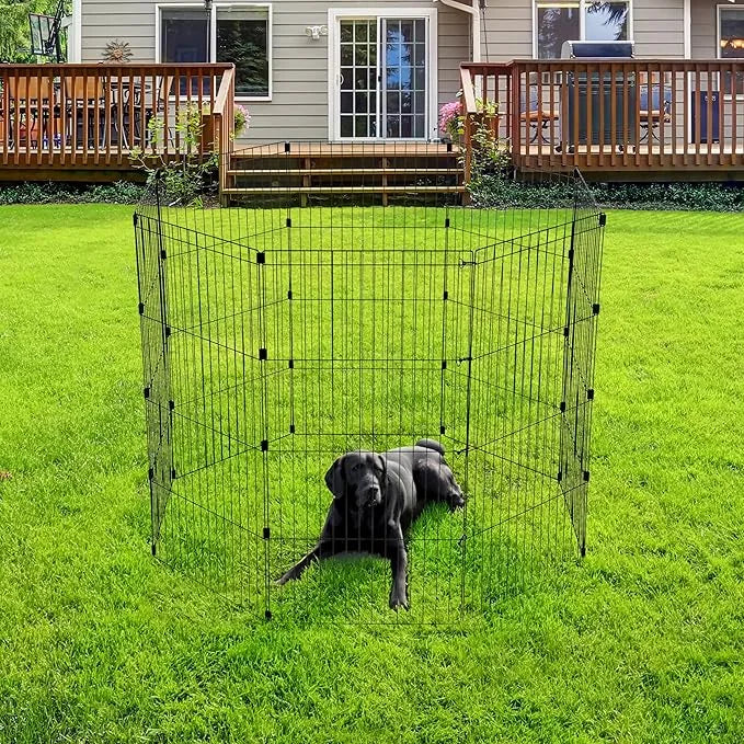 IRIS USA Metal Dog Playpen, 8-Panel 48" Pet Playpen, Puppy Playpen, Indoor/Outdoor Dog Fence, 58 x 58 x 48, Foldable, Cust...
