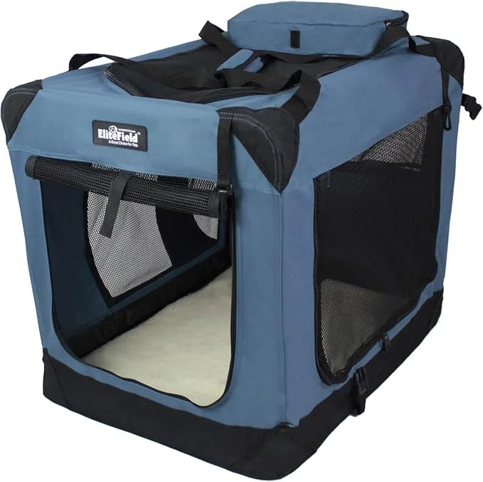 EliteField 3-Door Folding Soft Dog Crate with Carrying Bag and Fleece Bed (2 Year Warranty), Indoor & Outdoor Pet Home (42...
