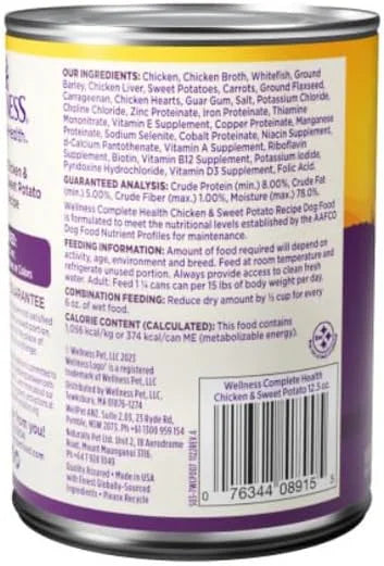 Wellness, Dog Food Chicken & Sweet Potato 12.5 Oz - Product Image