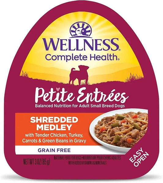 Wellness Petite Entrées Shredded Medley With Tender Chicken, Turkey, Carrots & Green Beans, 3-Ounce Cup (Pack of 12) - Pro...