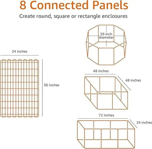 Amazon Basics Foldable Octagonal Metal Exercise Dog Playpen - Indoor/Outdoor, Single Door, Extra Large (8 Panels, 24 x 48)...