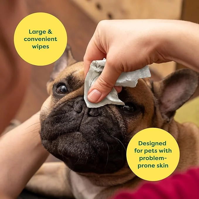 Earth Rated Wrinkle Wipes for Dogs, Perfect for Bulldogs and Pugs, to Cleanse Wrinkles and Folds, Wild Oat Scent, 60 Count...