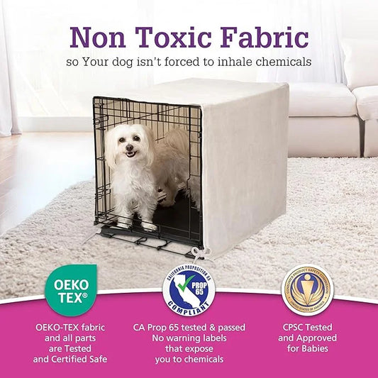 Pet Dreams Dog Crate Cover & Mat- Breathable Non-Toxic Kennel Topper for Single-Door Crates, Fits iCrate Dog Cages 18, 24,...