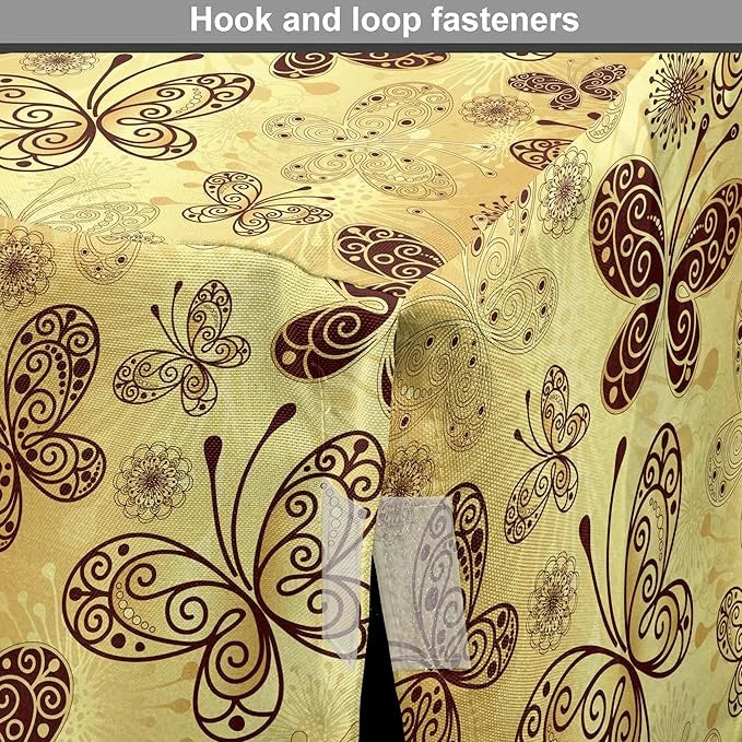 Lunarable Yellow and Brown Dog Crate Cover, Butterflies with Lace Style Ornament Spring Season Beauty Nature Print, Easy t...
