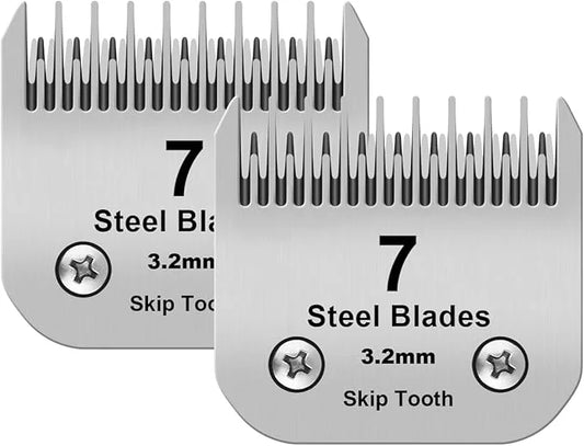 7 Skip Tooth Detachable Pet Dog Grooming Steel Blades,Compatible with Andis,Oster A5,Wahl KM10 Series Clippers,Cut Length ...