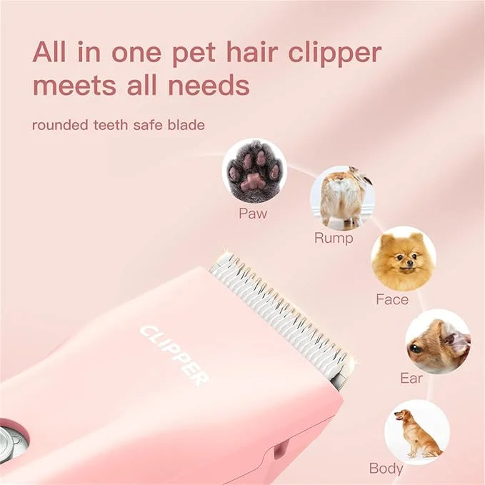2 in 1 Prowerful Home Professional Dog Grooming Kit Clipper Low Noise USB Rechargeable Gifts for Dog Cat Pink,MTS006 - Pro...