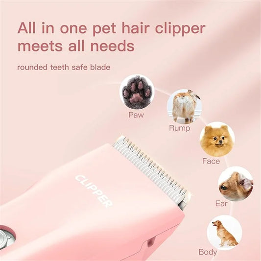 2 in 1 Prowerful Home Professional Dog Grooming Kit Clipper Low Noise USB Rechargeable Gifts for Dog Cat Pink,MTS006 - Pro...
