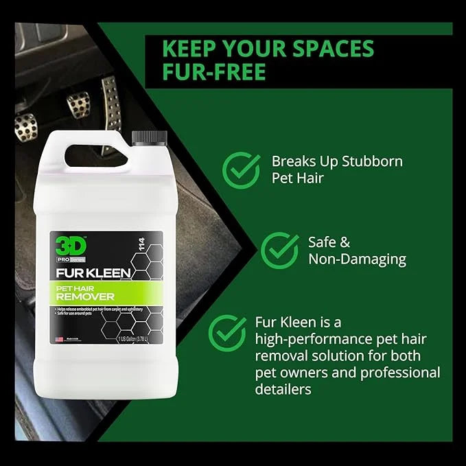 3D Fur Kleen - Pet Hair Remover & Cleaner - Loosens Embedded Pet Fur for Easy Removal - Safe for Carpets, Upholstery & Aut...