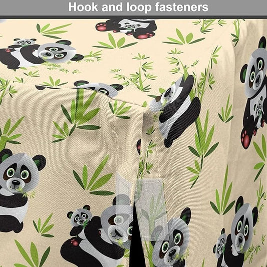 Lunarable Panda Dog Crate Cover, Asian Bear Cartoon Character Eating Leaves Branches Wildlife Animal, Easy to Use Pet Kenn...