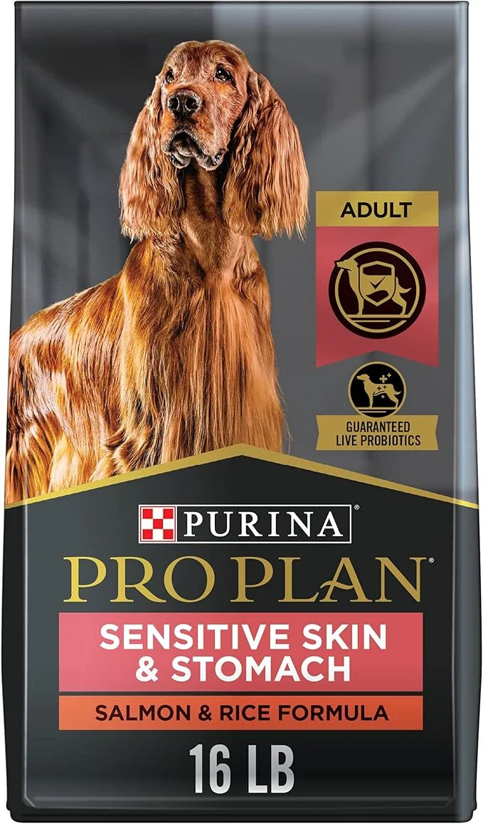 Purina Pro Plan Sensitive Skin and Stomach Dog Food Dry, Adult Salmon & Rice Formula, Digestive Health - 16 lb. Bag - Prod...