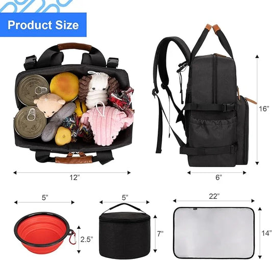 Modoker Dog Travel Bag, Airline Approved Backpack for Pet Accessories Organizer, Tote Weekend Bag with 2 Dog Food Storage ...
