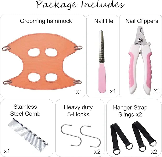 Dog Grooming Hammock | Pet Grooming Hammock Helper | Dog Grooming Harness with Nail Clippers/Nail Trimmers Nail File S-Hoo...