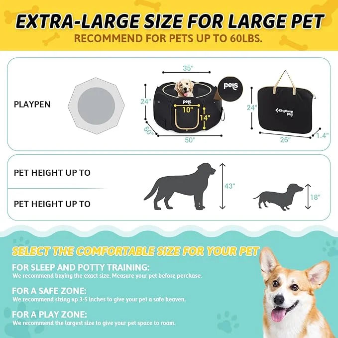 KingCamp Dog Playpen Pet Playpen + Free Travel Bowl Portable Foldable Dog Tent and Puppy Playpen Pet Tent + Free Carrying ...