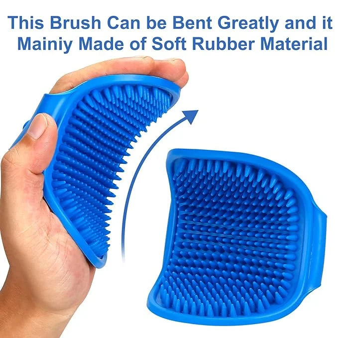 2 Pack Dog Grooming Brush, Premium Pet Bath Brush with Adjustable Ring Handle for Bathing - Massaging -Hair Removal - on W...