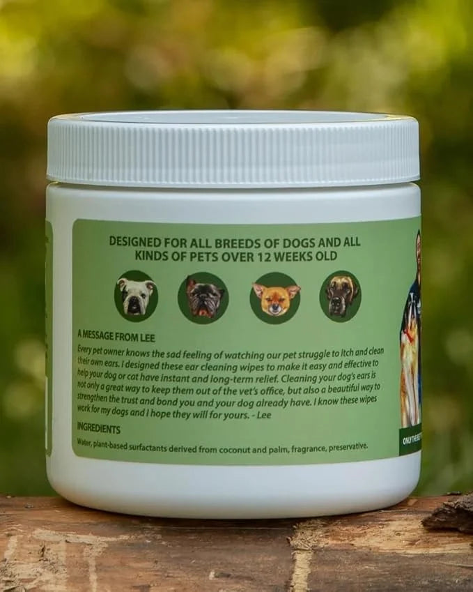 ASHER HOUSE WELLNESS Pet Ear Cleaning Wipes - Dog & Cat Plant-Based Ears Cleaner, Remove Wax & Dirt, Relieve Itch, Prevent...