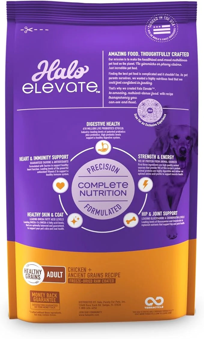 HALO Elevate Dry Dog Food, Healthy Grains Chicken Recipe, 3.5lb - Product Image