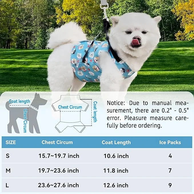 KUDES Dog Cooling Vest with Recyclable Ice Packs, Pet Adjustable Ice Chill Out Dog Harness Jacket Cooler with D Ring for S...