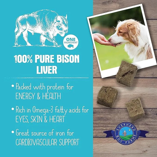 Freeze Dried Dog and Cat Treats, Bison Liver, All Natural Freeze-Dried Dog Treat & Dog Snacks, Made in USA, High in Protei...