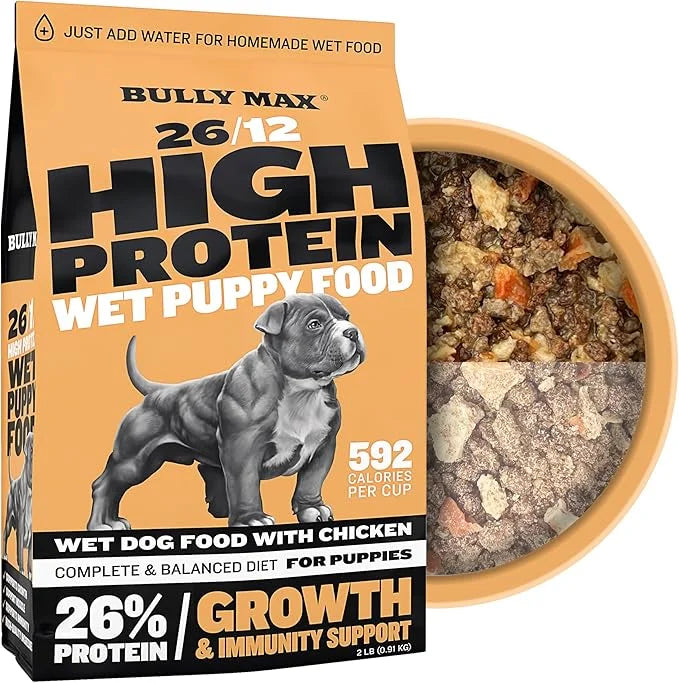 Bully Max Wet Puppy Food - Instant Fresh Dehydrated High Protein Soft Dog Food with Chicken - Healthy Growth for Small & L...